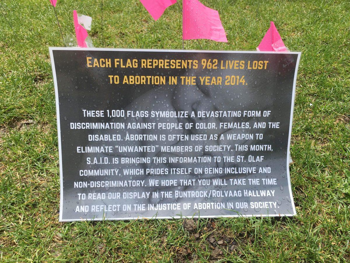 Anti-abortion organization puts up flag display