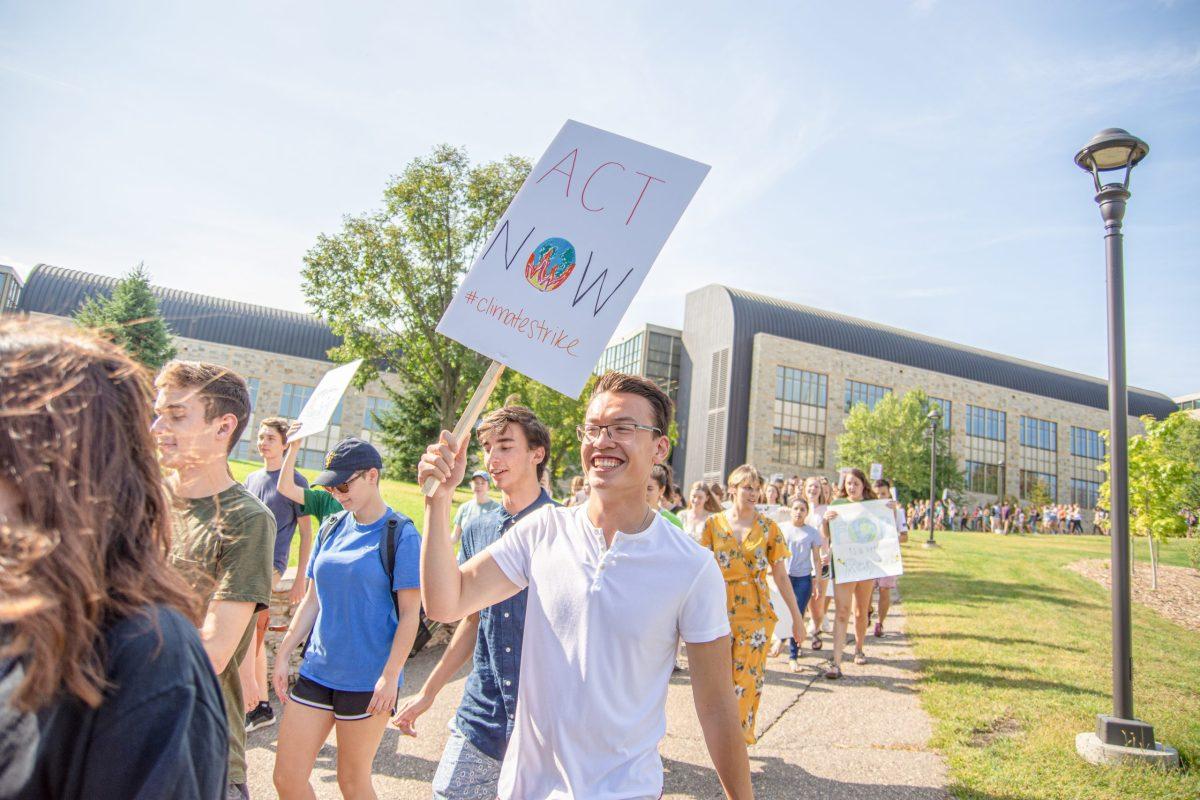 Pictured: Students marching down past Regents Hall of Natural Science for the Climate Strike on Friday, Sept. 20. 

Photo courtesy of St. Olaf Marketing & Communications