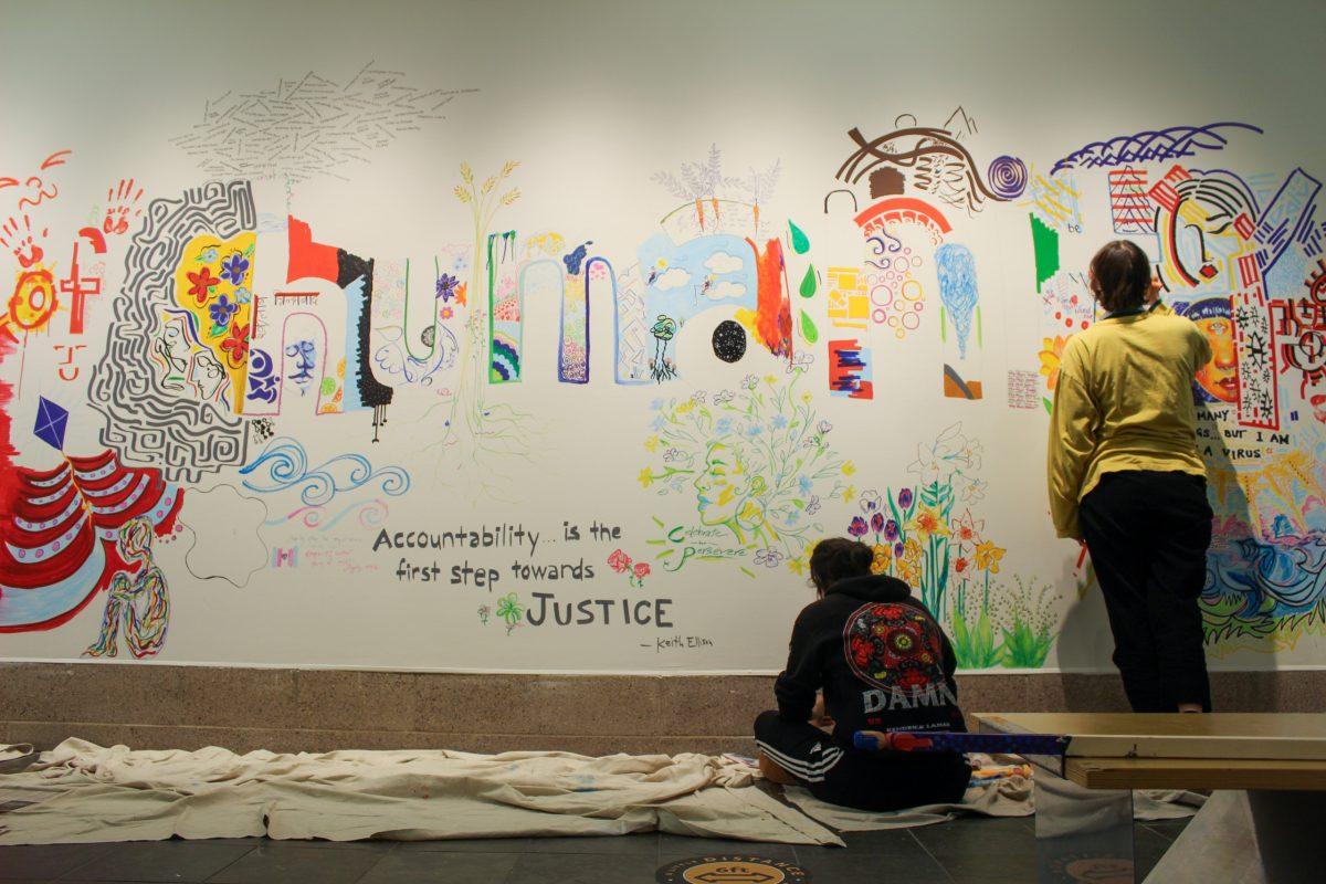 Students created a collective drawing in CAD as part of the community day of healing. 
Claire Strother // Olaf Messenger