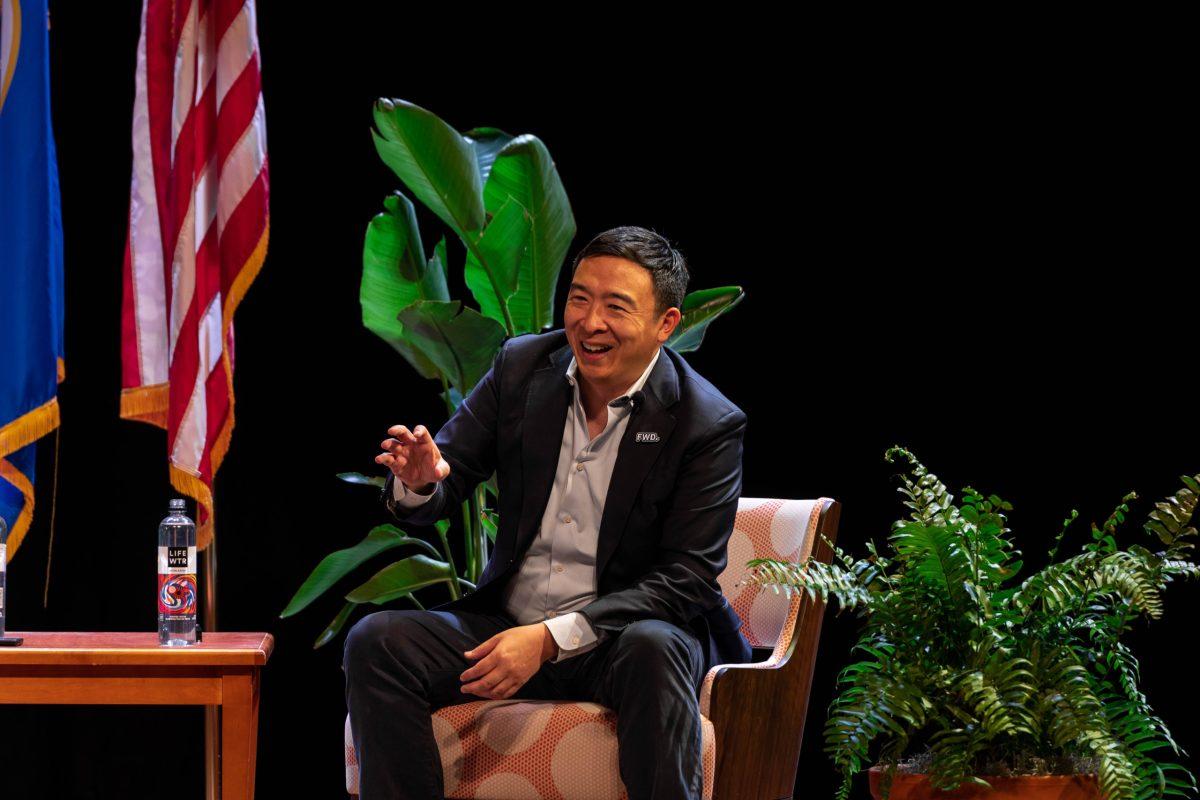 Former presidential and New York City mayoral candidate Andrew Yang visits campus as Political Awareness Committee spring speaker