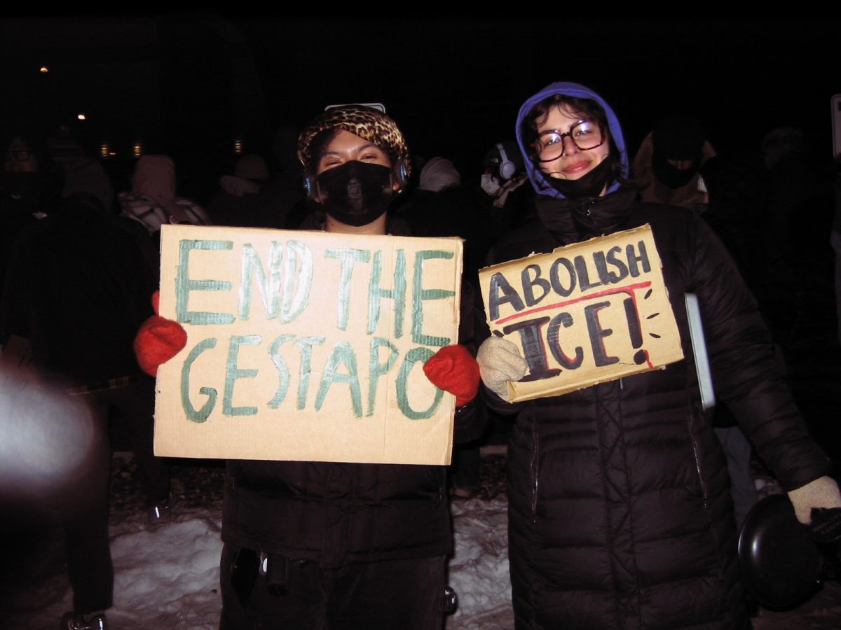 A Jan. 26 photo of a student-led demonstration outside of Fairfield by Marriott Inn & Suites in Downtown Northfield. 