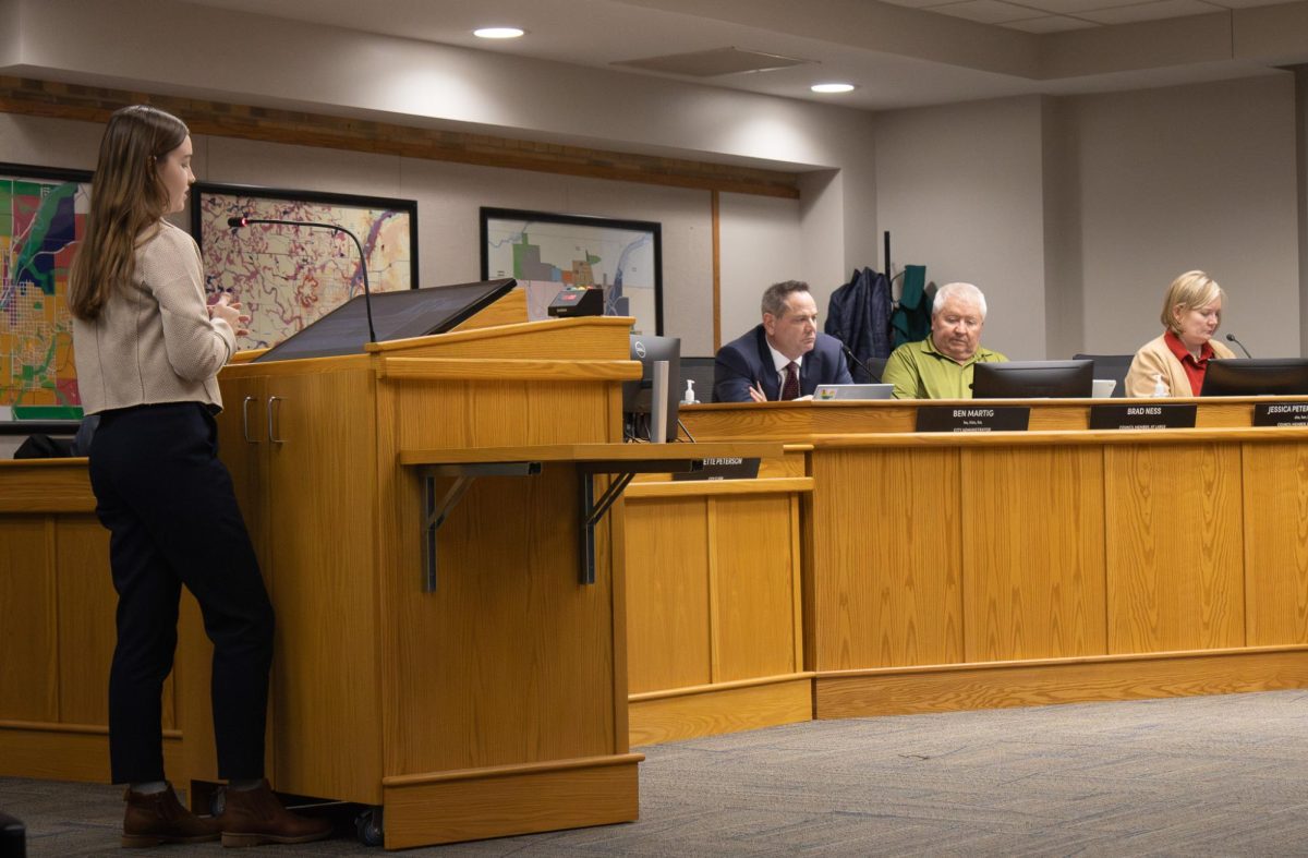 Sustainability Coordinator Sara Pabich presents the proposed amendment to the City Council on March 3. 