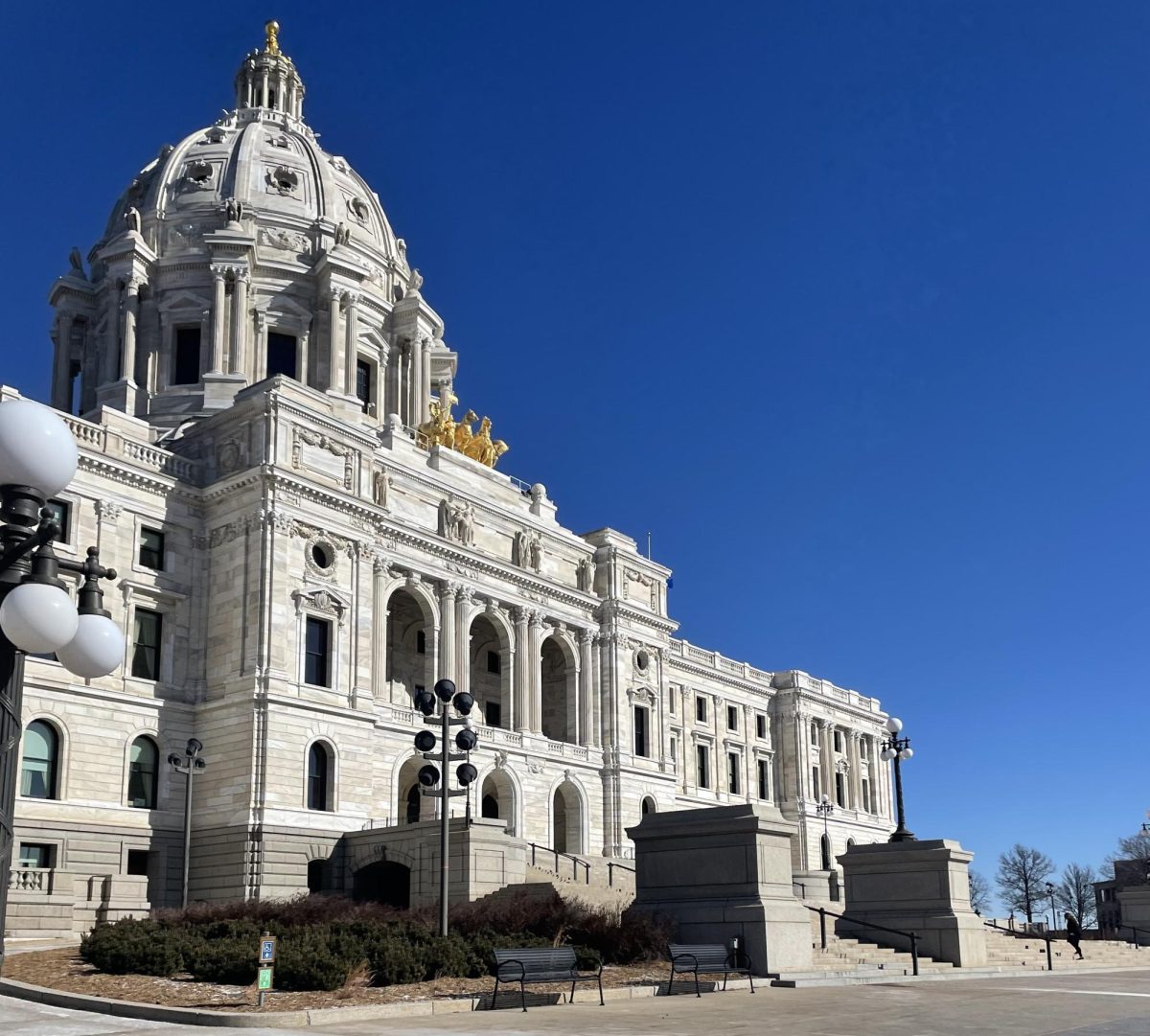 The front of the Minnesota Capitol building. 